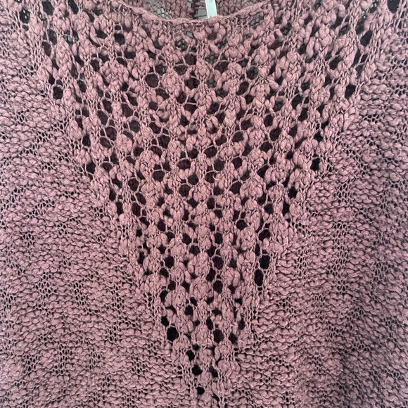 Free People Pretty Pointelle Vee Crochet Knit Cotton Sweater - Picture 6 of 8